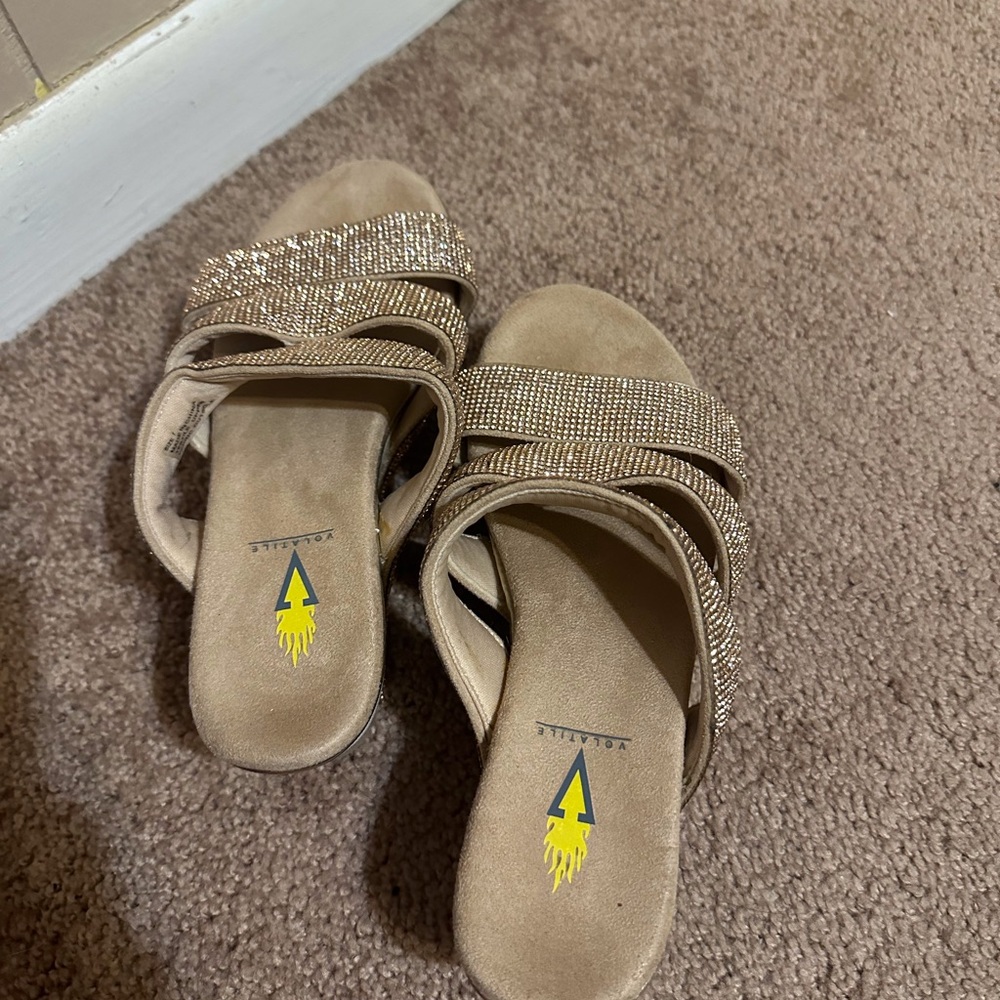 Volatile Gold Multi-Strap Sandals - image 2